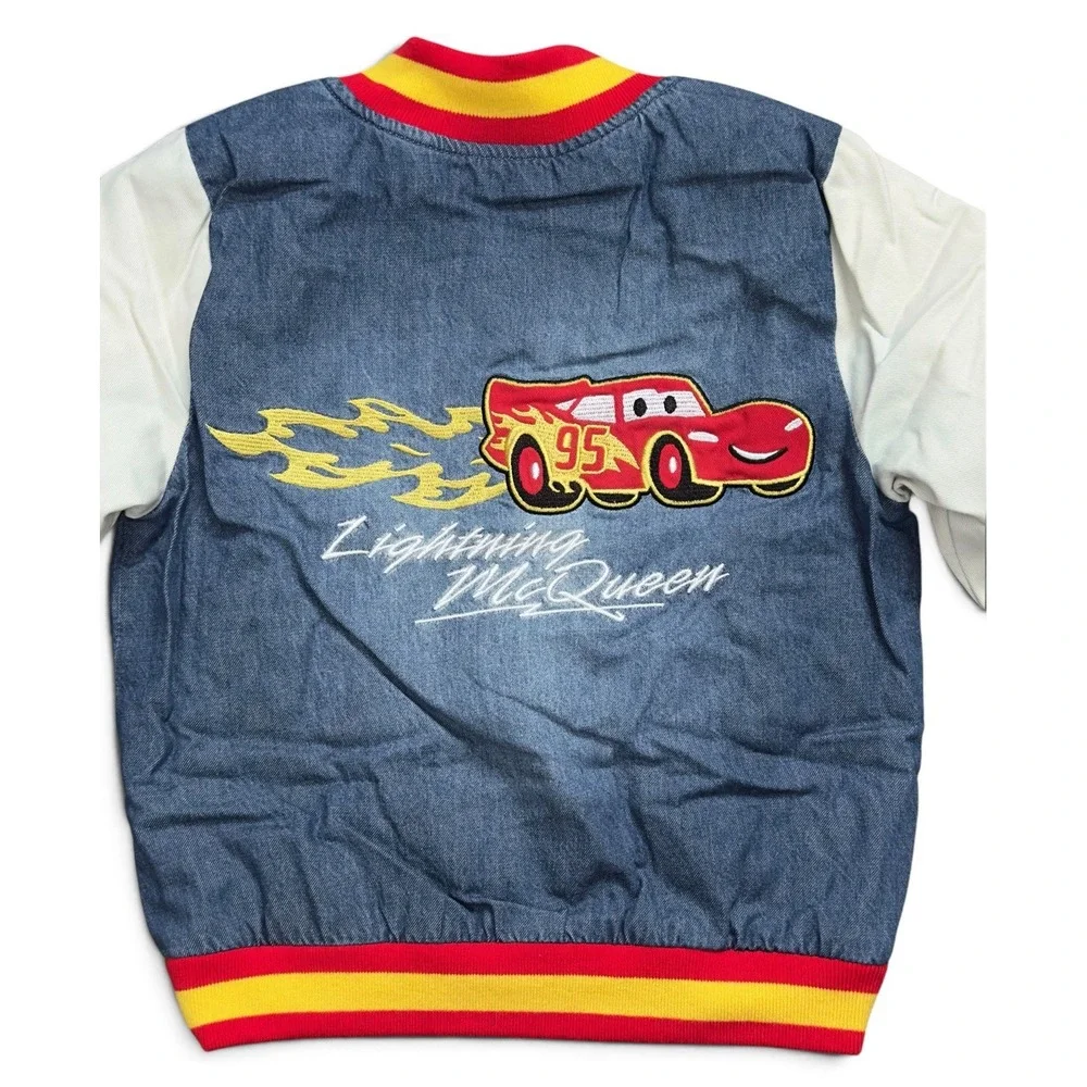 Disney Pixar Cars Toddler Bomber Jacket BoxLunch Exclusive Denim Varsity Size 2T